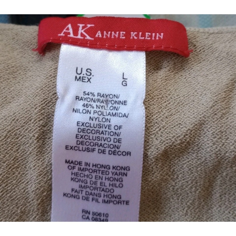 Anne Klein Embroidered Top Neutral Office Metal & Braid Detail Beige Size Large - Picture 4 of 5